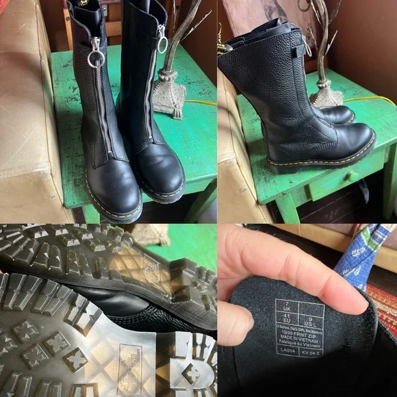 Dr. Martens Black Zip-Up Combat Boots 1899 front zip - Picture 4 of 8